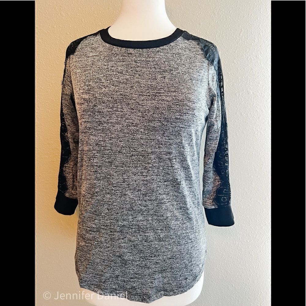 The Limited long sleeve tee with lace shoulder and sleeve